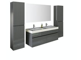 SalesFever® Badezimmer Set 4tlg. Grau Hochglanz 140 cm CAILAN 395127 Miniaturansicht - 1