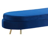 SalesFever® Sitzpouf Dunkelblau oval lang aus Samt, Beine Chrom goldfarben Arielle 371862 Miniaturansicht - 2