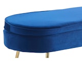 SalesFever® Sitzpouf Dunkelblau oval aus Samt, Beine Chrom goldfarben Arielle 371848 Miniaturansicht - 2