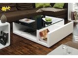 SalesFever® Couchtisch Weiß/Schwarz 100x100 cm mit 3 Ablagefächern Oido 399781 Miniaturansicht - 2