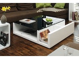 SalesFever® Couchtisch Weiß/Schwarz 100x100 cm mit 3 Ablagefächern 399781 Miniaturansicht - 4