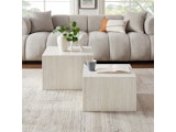 SalesFever® Couchtisch 2er Set in Travertinoptik quadratisch Beige Harlow 367971 Miniaturansicht - 3