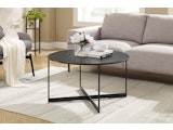 SalesFever® Couchtisch Ø 80 cm mit Glasplatte in Strukturoptik Schwarz VANTA 366912 Miniaturansicht - 2