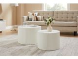 SalesFever® Couchtisch 2er Set mit Rillenstruktur matt lackiert in Weiß SKARA II 367100 Miniaturansicht - 1