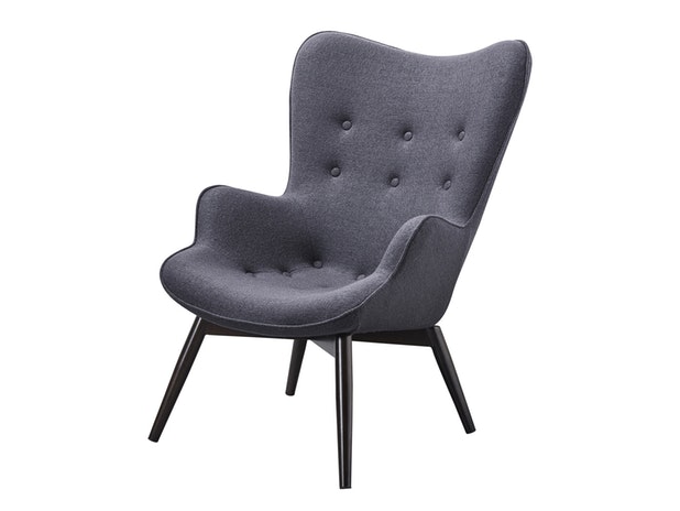 Skandinavischer anthrazit Sessel mit Armlehnen aus Webstoff Aksel 13729 von SalesFever®