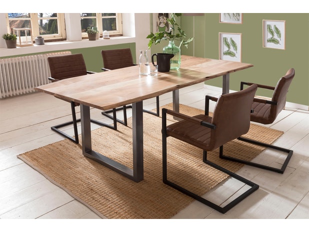 Baumkantentisch Stühle hellbraun 180 cm massiv NATUR 5tlg ALESSIA 13937 von SalesFever®