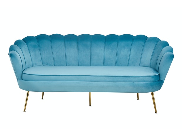 Muschelsofa 3-Sitzer blau aus Samt Arielle 395318 von SalesFever®