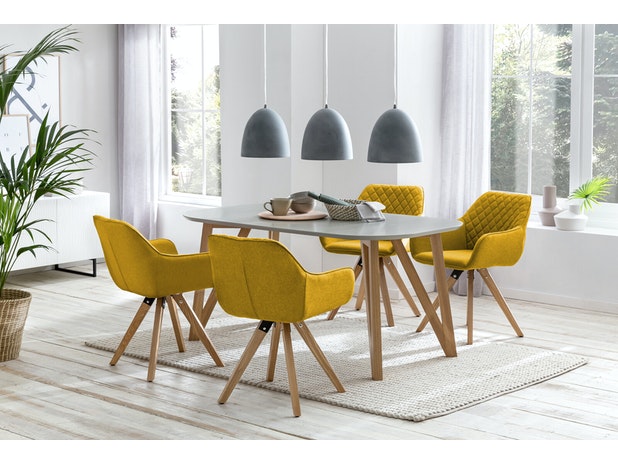 Essgruppe Gelb 180 x 90 cm Grau Aino 5tlg. Tisch & 4 Stühle 393260 von SalesFever®