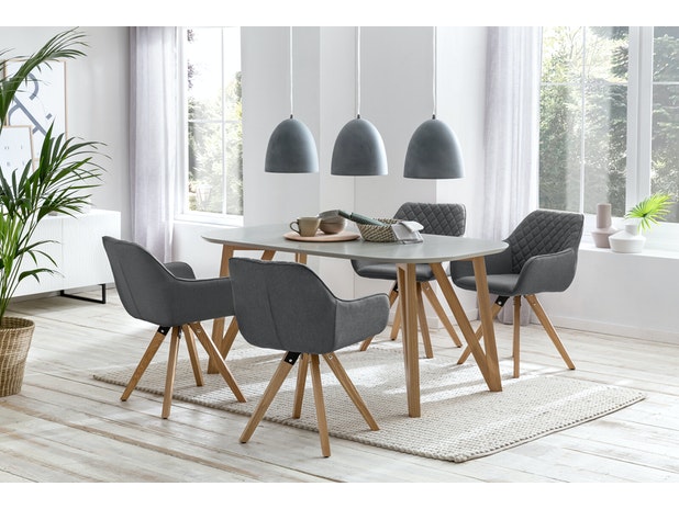 Essgruppe Grau 160 x 90 cm Aino 5tlg. Tisch & 4 Stühle 393215 von SalesFever®