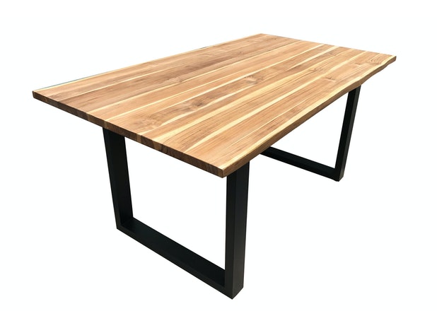 Esstisch mit Baumkante 160 x 90 cm aus Teakholz Natur Remo  394946 von SalesFever®