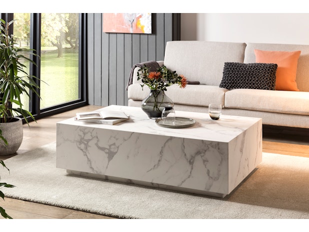 Couchtisch 120x75 cm rechteckig in Marmoroptik Weiß JACEY 398630 von SalesFever®