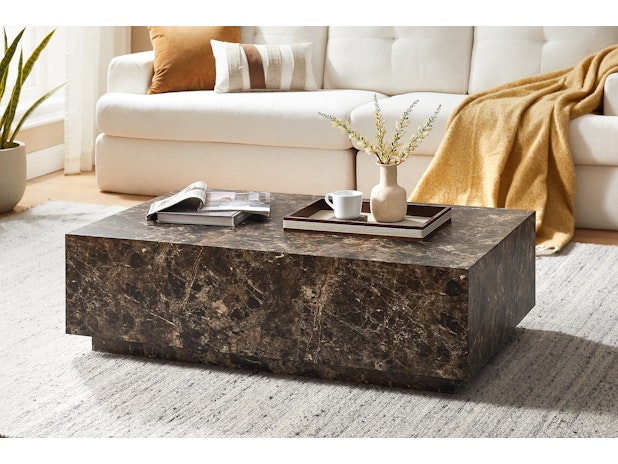 Couchtisch 120x75 cm rechteckig in Marmoroptik Braun JACEY 367056 von SalesFever®