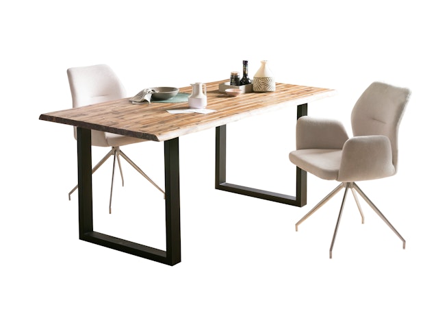 Esstisch 180x90 cm Akazie Tischgestell in U-Form schwarz WILSON 399033 von SalesFever®