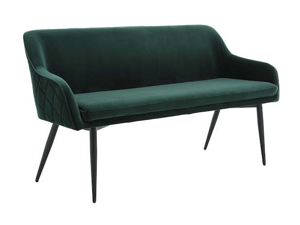 Sitzbank 160 cm Samt mit Armlehnen und Rückensteppung Tannengrün Finja 368701 von SalesFever®