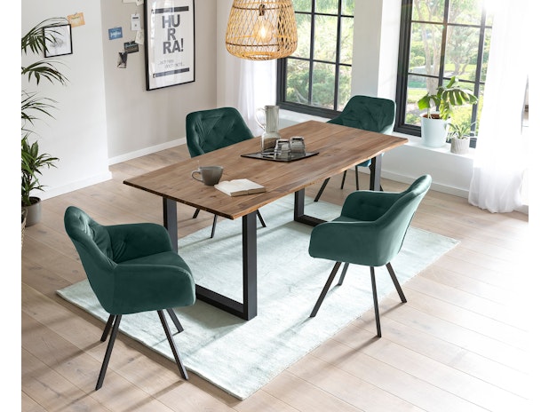 Essgruppe 5-tlg. 160x90 cm Nussbaum Tannengrün Layne- Fiona 371251 von SalesFever®
