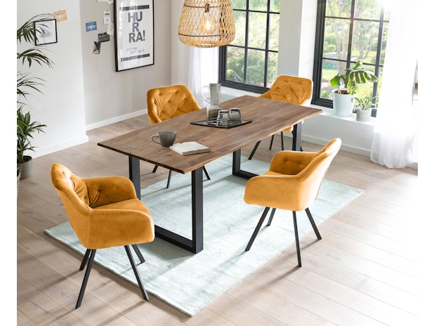 Essgruppe 5-tlg. 160x90 cm Nussbaum Senfgelb Layne- Fiona 371244 von SalesFever®