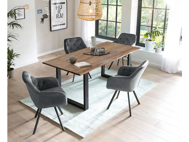 Essgruppe 5-tlg. 160x90 cm Nussbaum Grau Layne- Fiona 371237 von SalesFever®