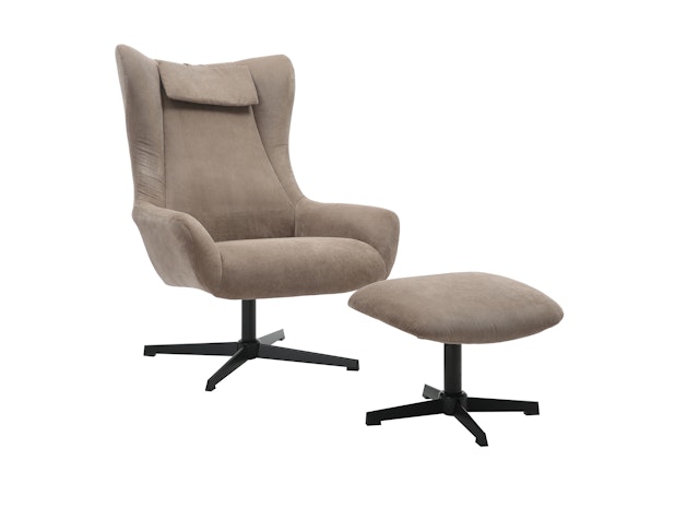 Sessel und Hocker mit Drehfunktion in Cordoptik Braun Daphne 367834 von SalesFever®