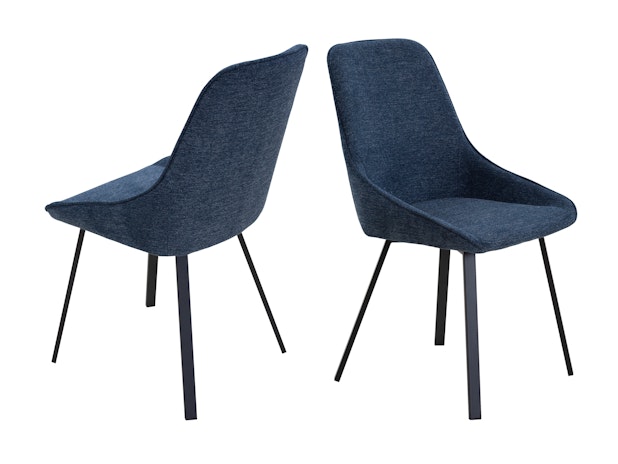 Esszimmerstuhl 2er Set mit Strukturstoff in Baumwolloptik Dunkelblau George 369029 von SalesFever®
