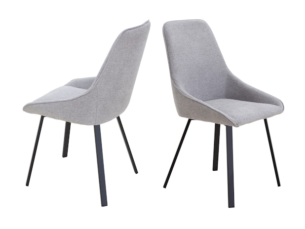 Esszimmerstuhl 2er Set mit Strukturstoff in Baumwolloptik Grau George 369036 von SalesFever®
