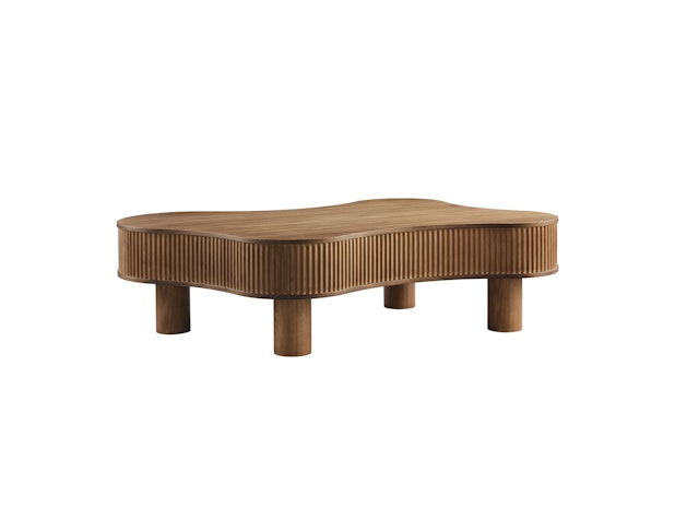 Couchtisch 116x77 cm in Walnuss mit Massivholz-Lamellen LAMINA 366844 von SalesFever®