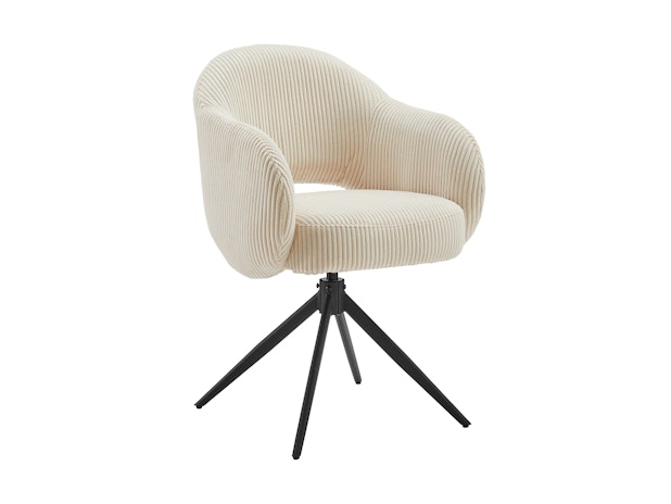 Armlehnstuhl mit 360° Drehfunktion in Cord-Optik Beige ARON 366974 von SalesFever®