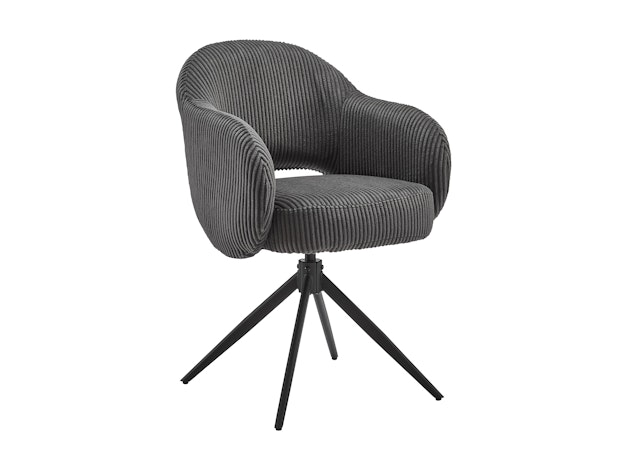 Armlehnstuhl mit 360° Drehfunktion in Cord-Optik Dunkelgrau ARON 366998 von SalesFever®