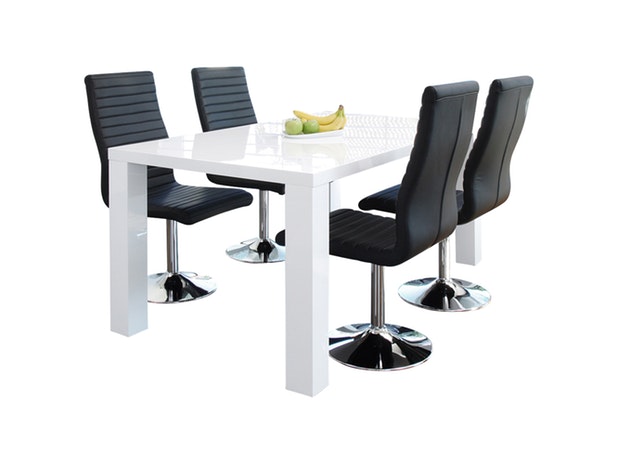 Essgruppe 4 Stühle Lio schwarz Luke 140x90 cm 1279 von SalesFever®