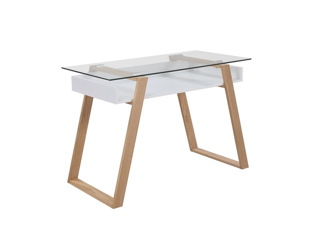 Schreibtisch skandinavisches Design Holz mit Glasplatte Venla n-10071 von SalesFever®