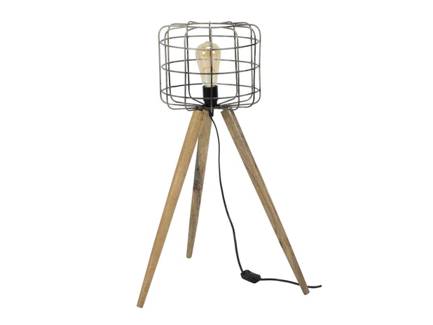 Stehlampe mit 1 Leuchte Korb dreibeiniges Holzstativ Tim-Luca 7642/29 von SalesFever®