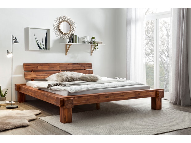 Balkenbett 160 x 200 cm aus massivem Akazie-Holz LAILA 345733 von SalesFever®