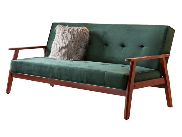 Design Schlafsofa Samt grün ausklappbar skandinavische Möbel Dundal 389621 von SalesFever®