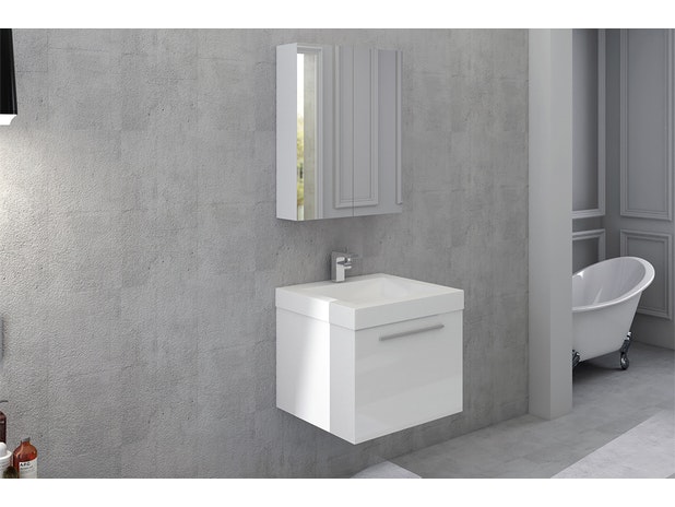 Badezimmer Set 2tlg. Hochglanz Weiß 50 cm TARO 389713 von SalesFever®