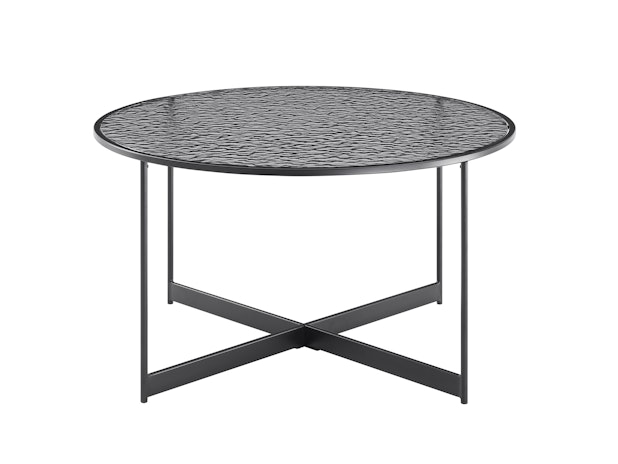 Couchtisch Ø 80 cm mit Glasplatte in Strukturoptik Schwarz VANTA 366912 von SalesFever®