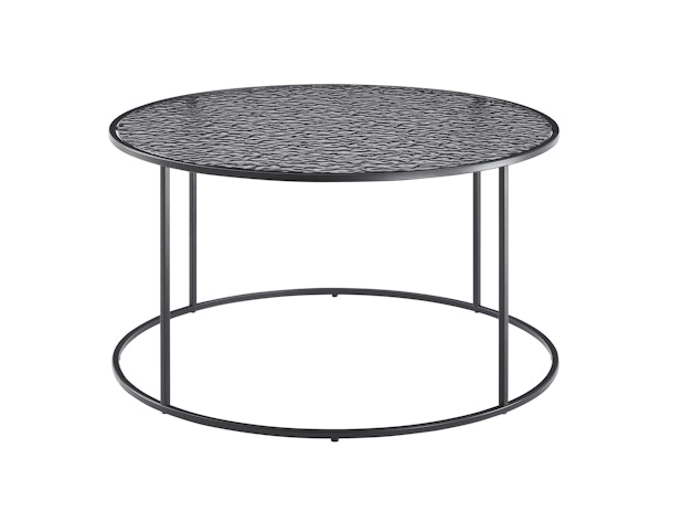 Couchtisch Ø 80 cm mit Glasplatte in Strukturoptik Schwarz VELAR 366936 von SalesFever®