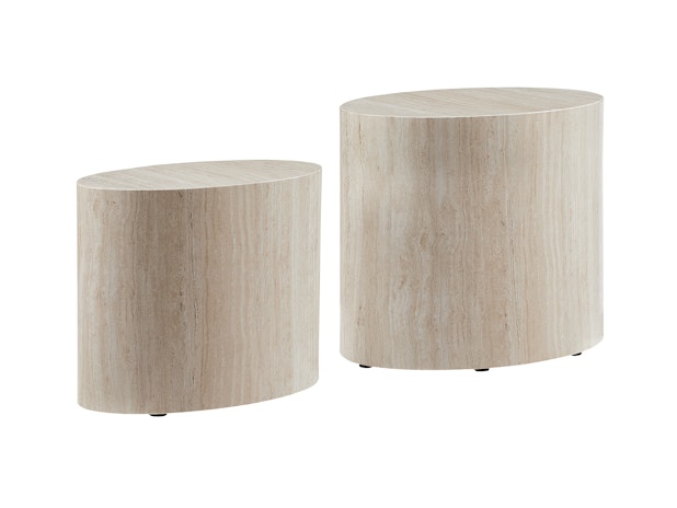 Couchtisch oval 2er Set in Travertinoptik Beige HARLEY 367001 von SalesFever®