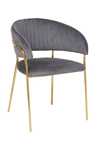 Metall Rückensteppung Samt Stuhl Gestell SalesFever® Grau mit Pearl von