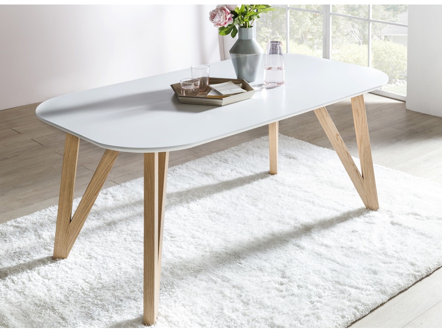 SalesFever® Esstisch 200x90 cm Weiß Holz stabile Beine Tisch AINO 13648 - 2