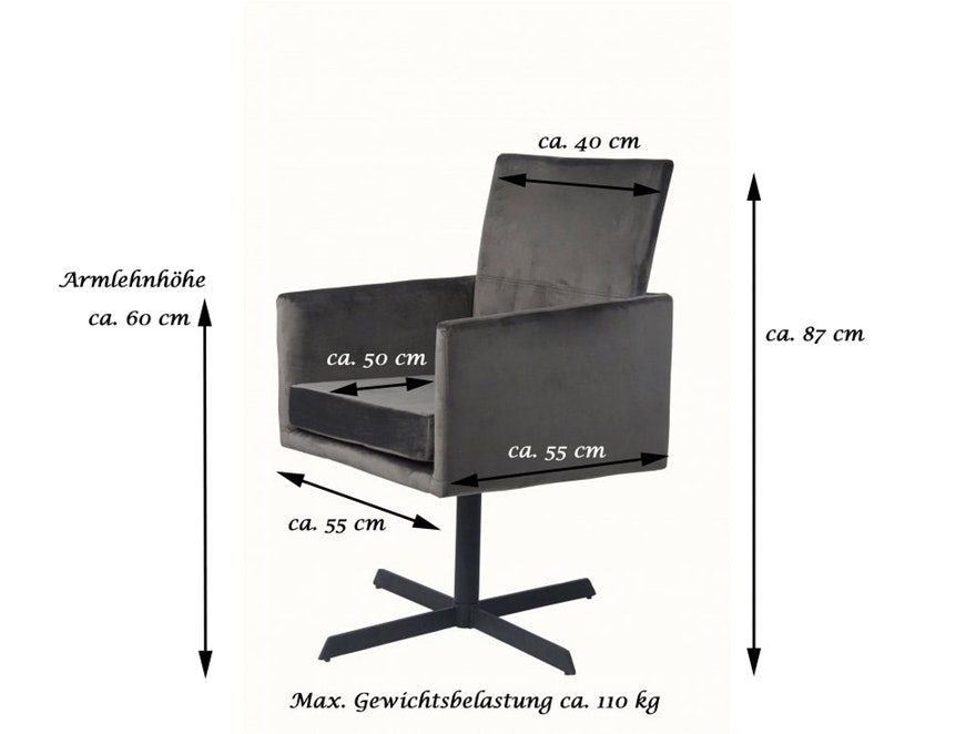 SalesFever® Esszimmerstuhl anthrazit mit Armlehnen Stoff Esszimmer Sessel GOLIA 13614 - 4