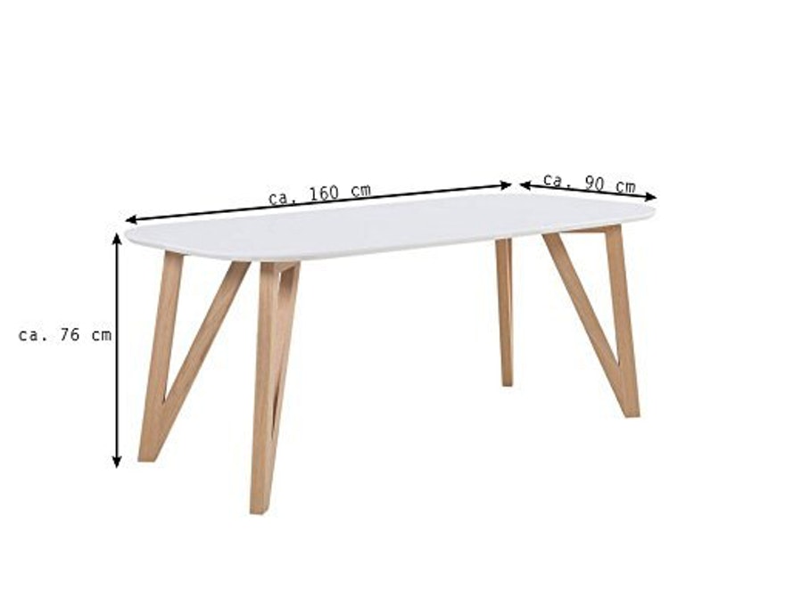 SalesFever® Esstisch 160 x 90 cm Grau mit stabilen Holzbeinen Aino 13651 - 8