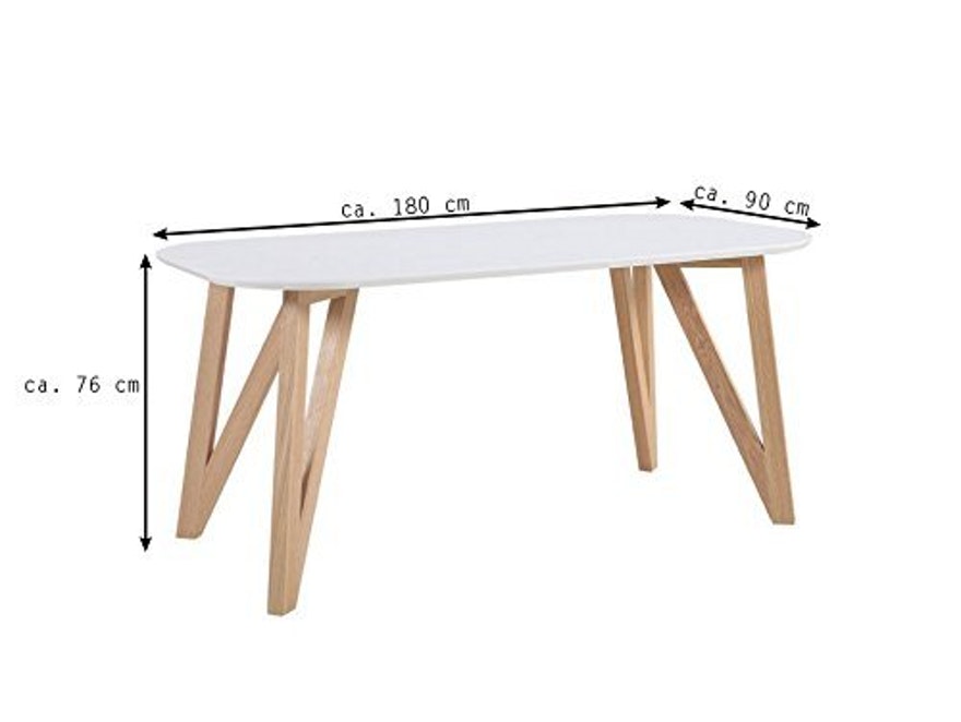 SalesFever® Esstisch 180 x 90 cm Grau mit stabilen Holzbeinen Aino 13650 - 8