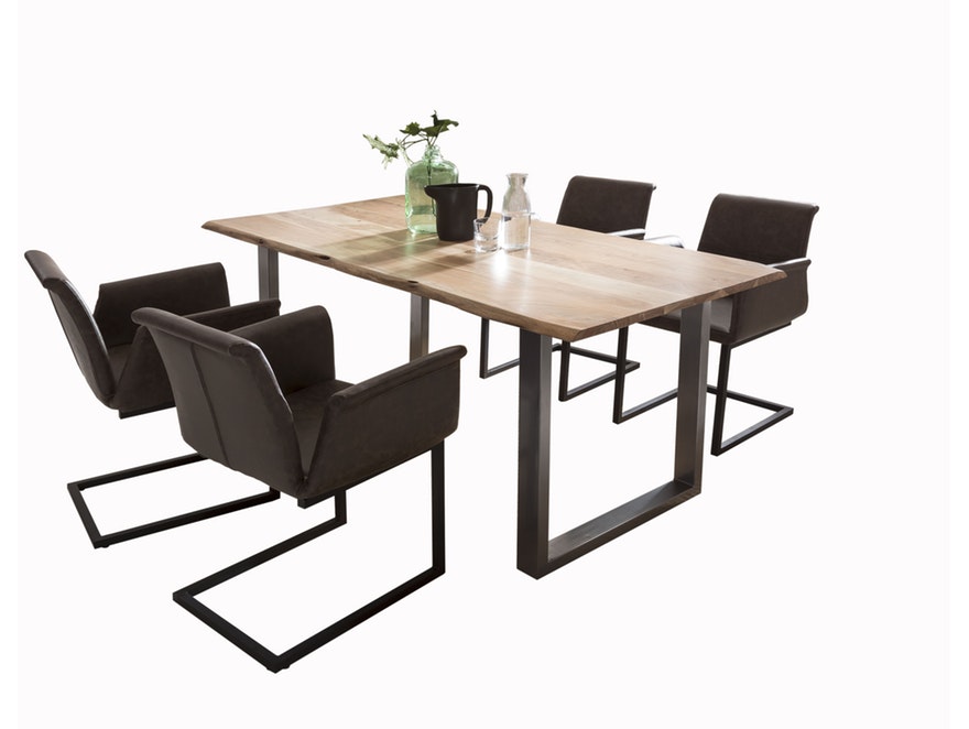 SalesFever® Baumkantentisch Essgruppe Stühle dunkelbraun 180 cm massiv NATUR 5tlg GAIA 13951 - 2