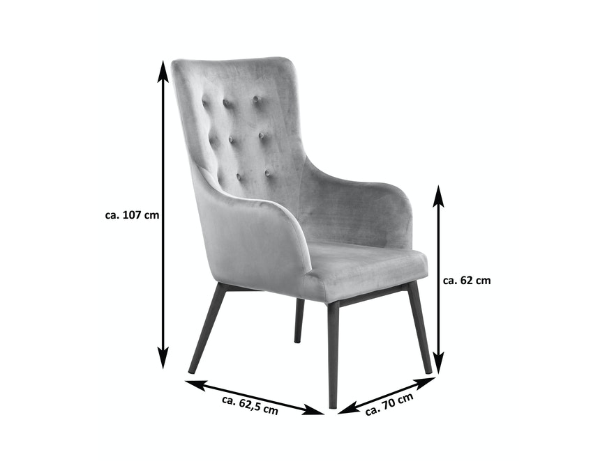 SalesFever® Sessel Anthrazit mit Armlehnen Samtstoff Holzbeine LIVIA 14003 - 8