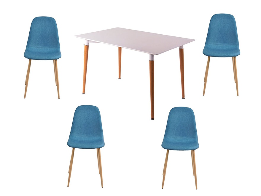 SalesFever® Essgruppe Blau 5tlg. Tisch 120x80 cm mit 4 Stühlen 14039 - 1