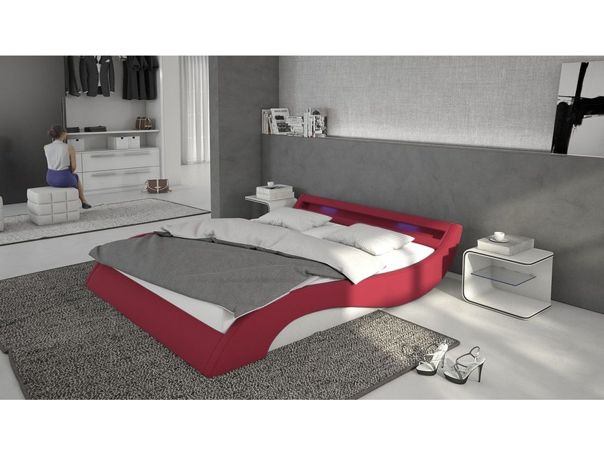 Innocent® Polsterbett 180x200 cm rot weiß Doppelbett LED Beleuchtung MAVANI 12600 - 2
