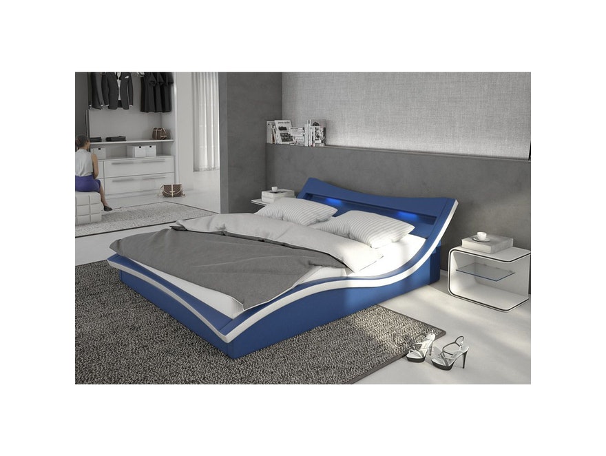 Innocent® Polsterbett 180x200 cm blau weiß Doppelbett LED Beleuchtung MAGARI 12374 - 2