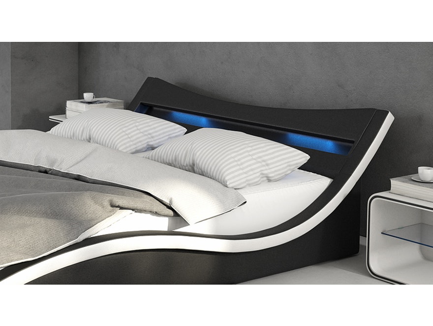 Innocent® Polsterbett 140x200 cm schwarz weiß Doppelbett LED Beleuchtung MAGARI 12150 - 4