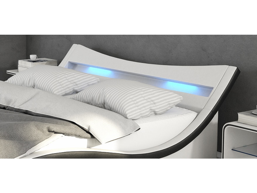 Innocent® Polsterbett 140x200 cm weiß schwarz Doppelbett LED Beleuchtung MAGARI 12153 - 4