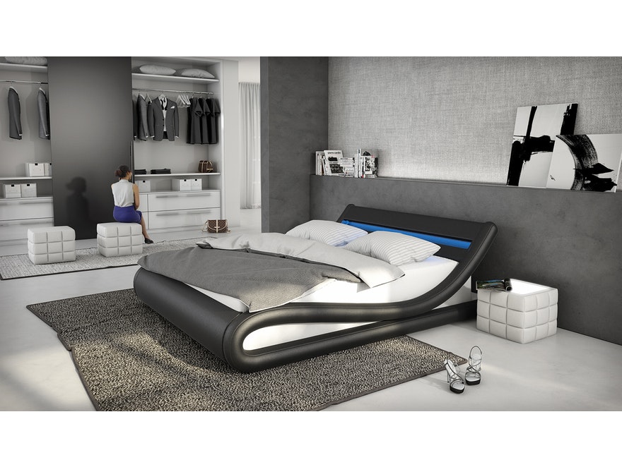 Innocent® Polsterbett 160x200 cm schwarz weiß Doppelbett LED Beleuchtung BELLUGIA n-7050-4803 - 3