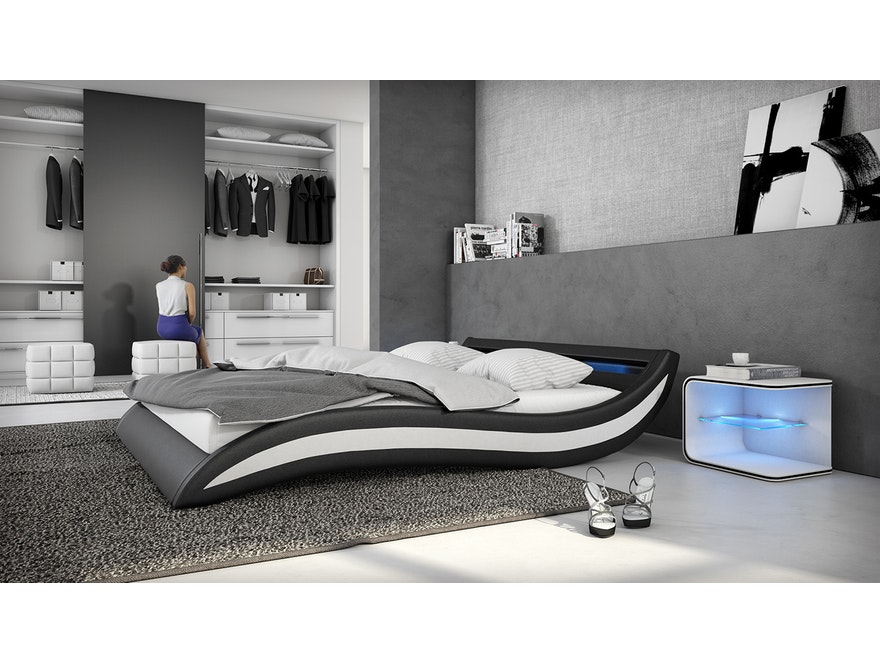 Innocent® Polsterbett 200x220 cm schwarz weiß Doppelbett LED Beleuchtung ACCENTOX n-7224-4704 - 4